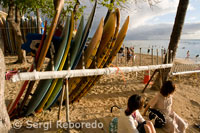 Taules de surf a la platja de Waikiki Beach. Oahu.